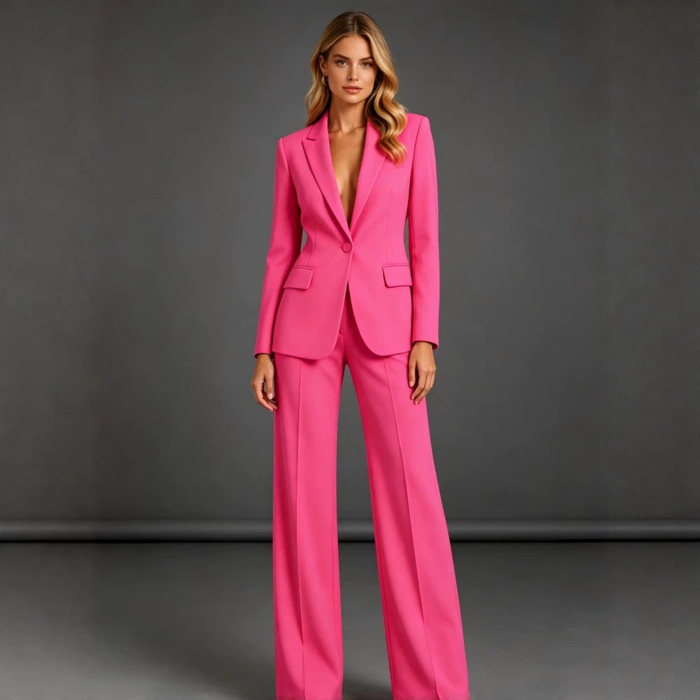 Women's Slim Fit Blazer and Trousers Two-Piece Office Suit