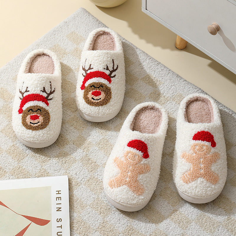 Cartoon Christmas Cotton Slippers for Women and Men