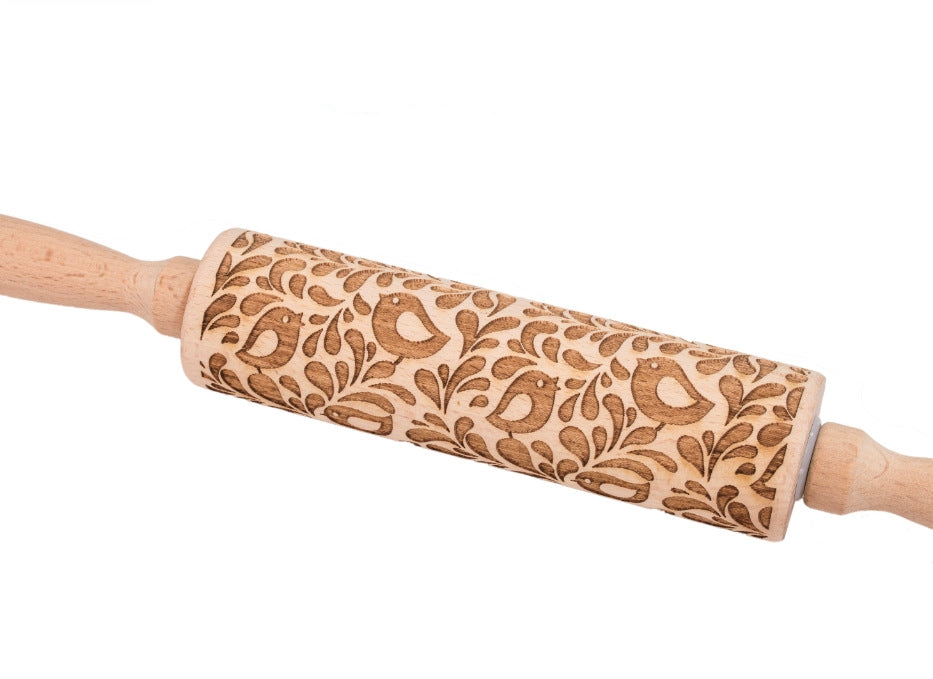 Wooden Christmas Embossing Rolling Pin for Cookies and Dough