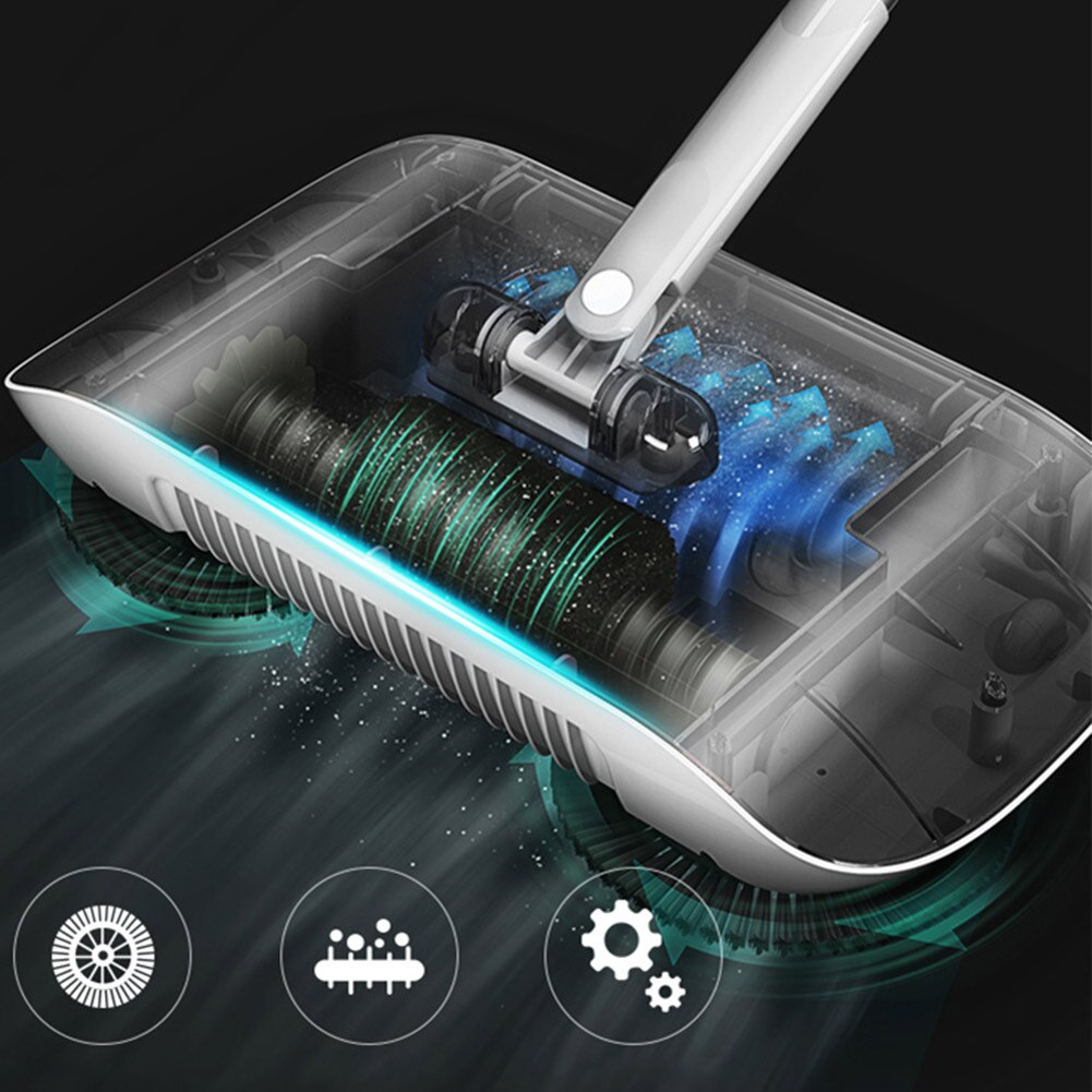 3-in-1 Hand Push Sweeper with Broom, Dustpan and Bin for Floors