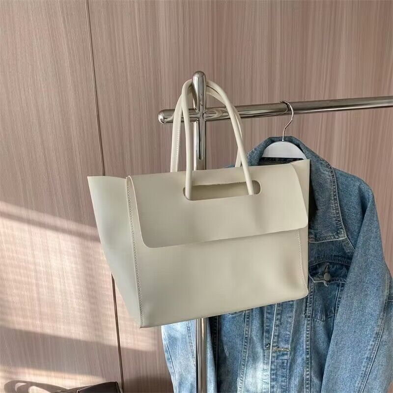 Women's Large Capacity Retro Shoulder Tote Bag, Solid Colour