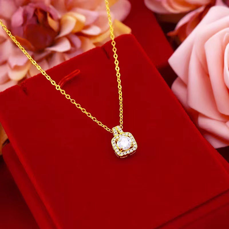 Zircon Pendant Necklace, Stud Earrings And Ring Jewellery Set