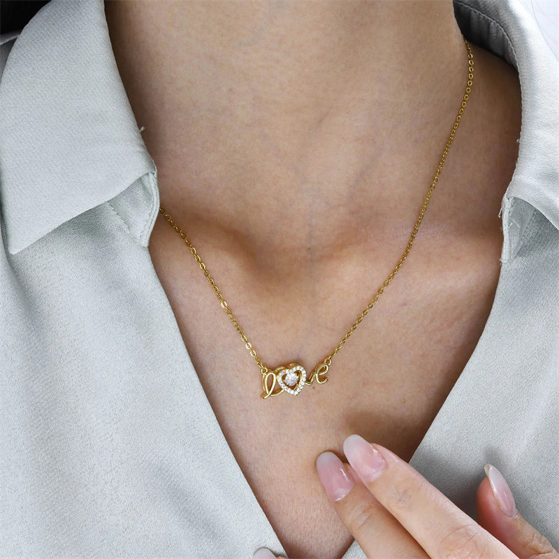 Gold Titanium Steel Clavicle Chain Necklace, Valentine's Gift