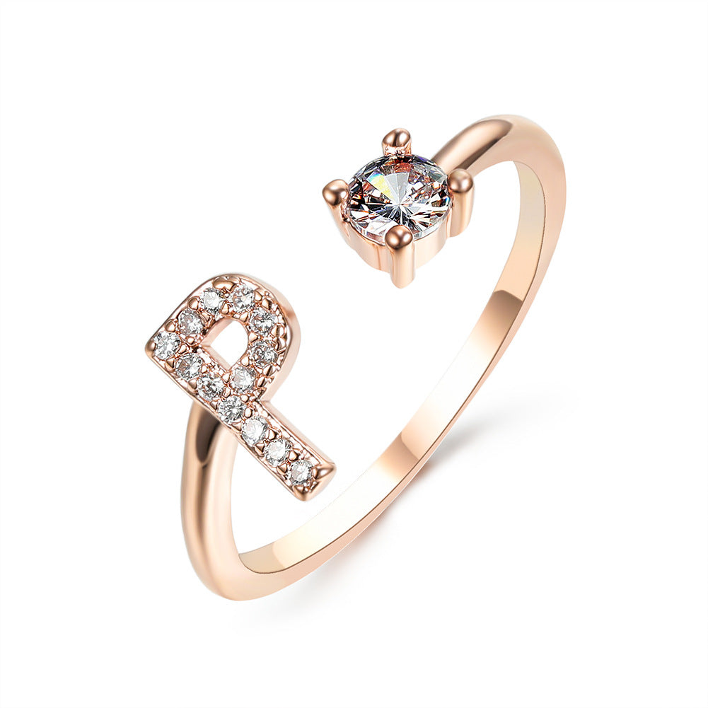 Adjustable Initial Letter Ring In Gold, Silver Or Rose Gold