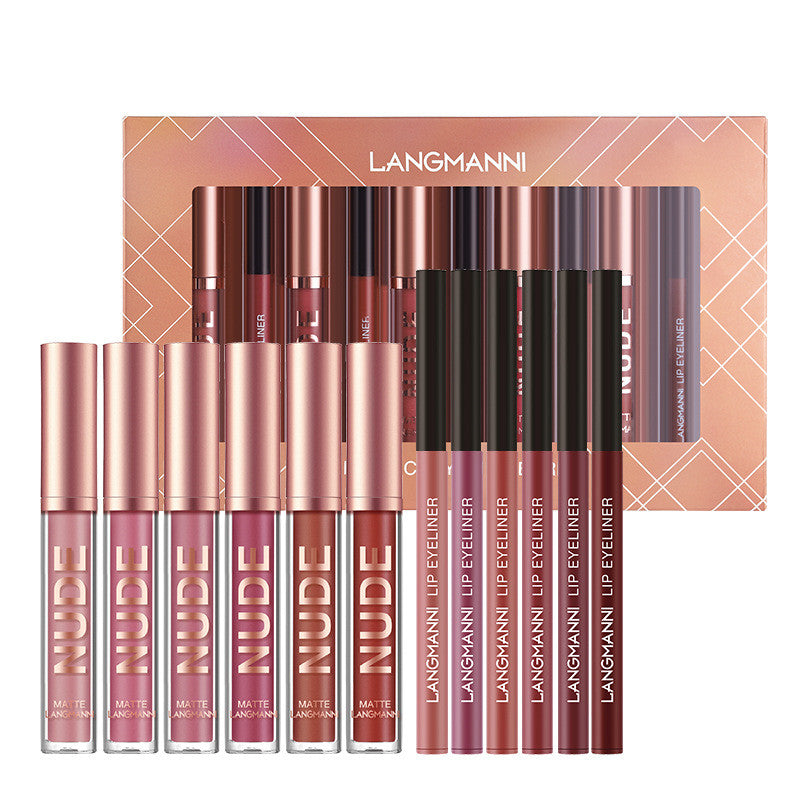 12-Piece Matte Lipstick and Lip Liner Set, Long-Lasting