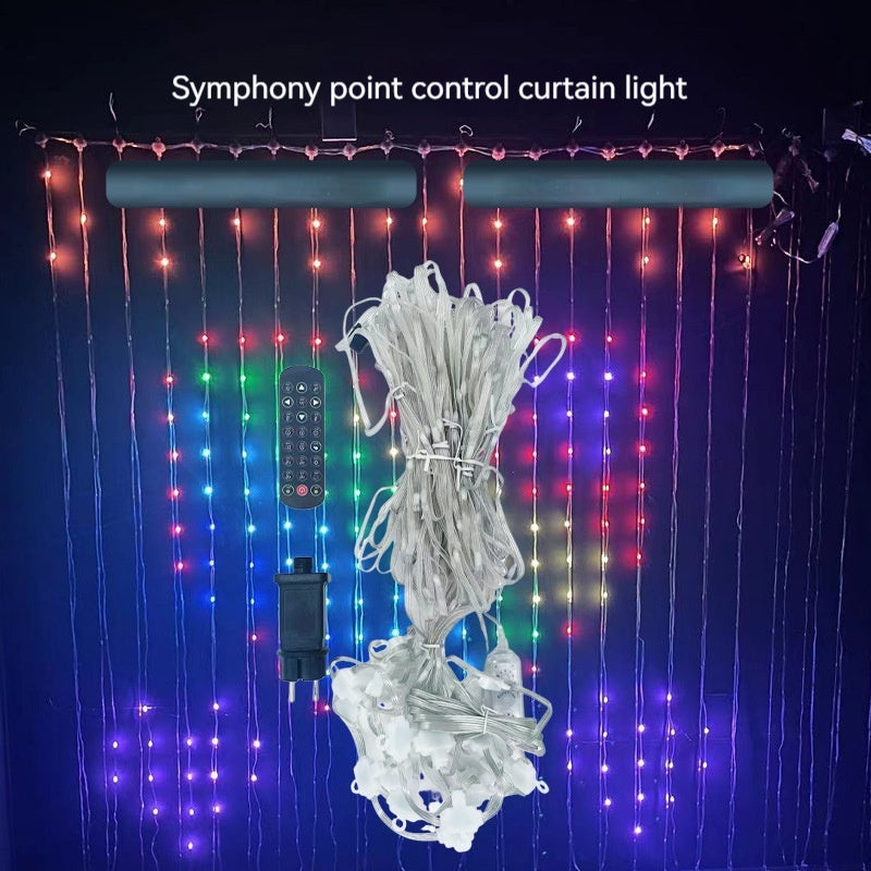 Smart LED RGB Curtain String Lights with Bluetooth App Control