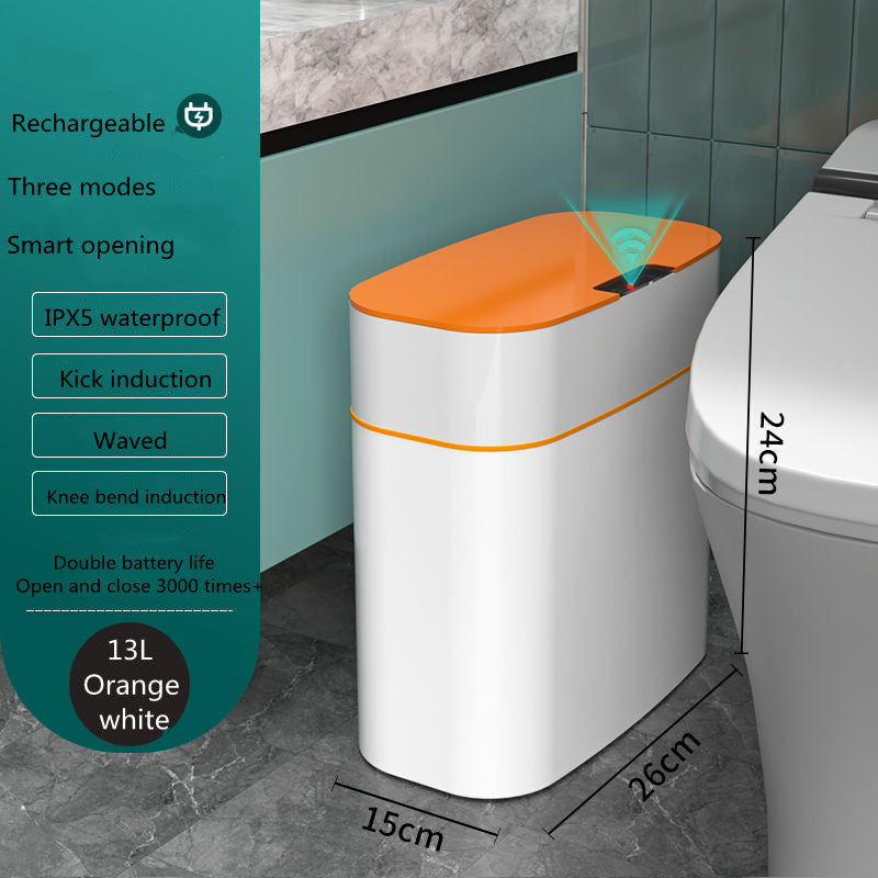 Smart Sensor Trash Can With Lid For Kitchen And Bedroom