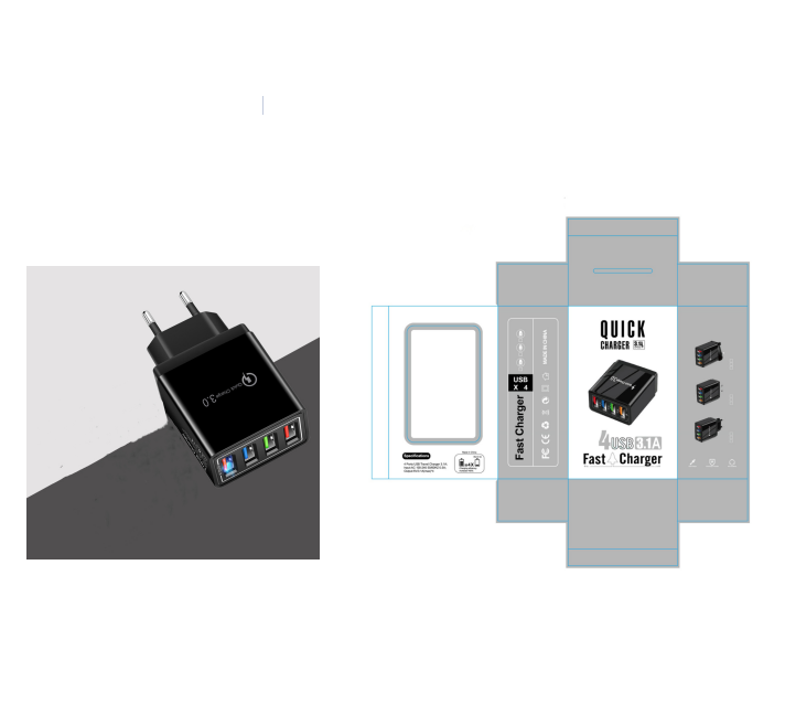 Quick Charge 3.0 USB Wall Charger with 4 Ports for Phones and Tablets