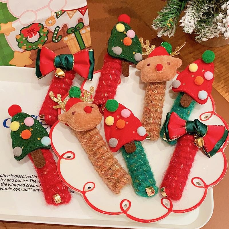 Girls Christmas Spiral Coil Hair Ties Telephone Wire Style