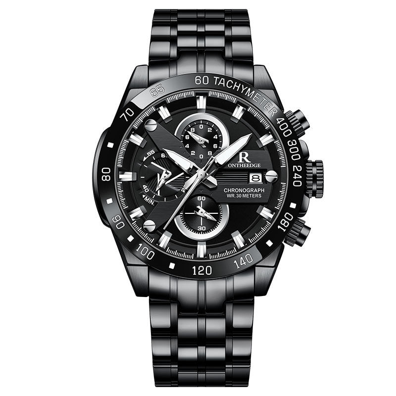 Men's Simple Water-Resistant Quartz Watch with Steel Strap