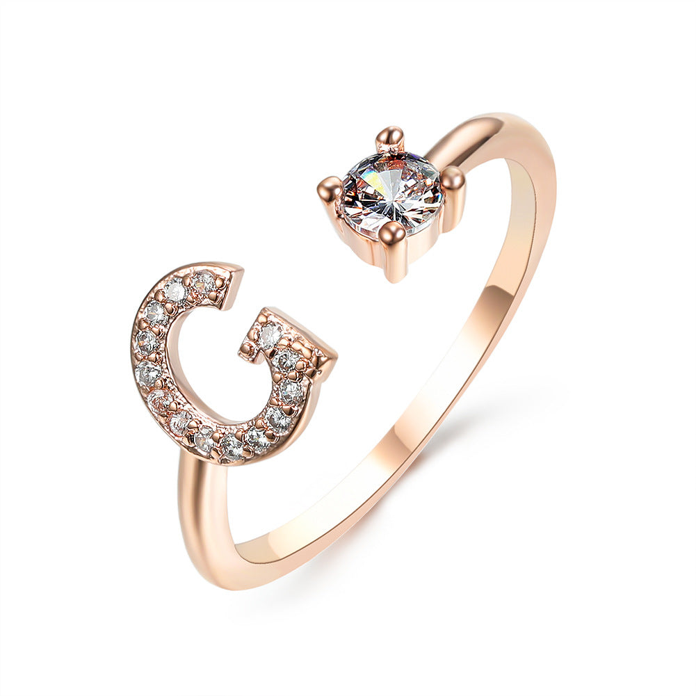 Adjustable Initial Letter Ring In Gold, Silver Or Rose Gold