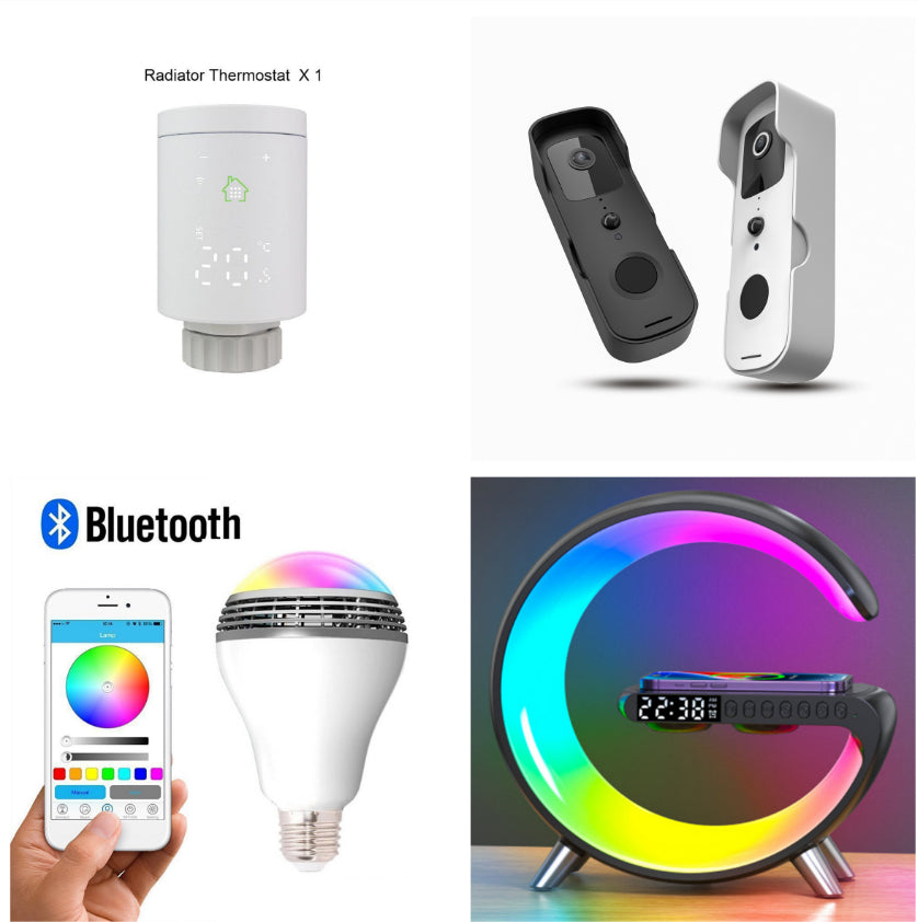 Smart G-Shaped LED Lamp With Bluetooth Speaker, Wireless Charger