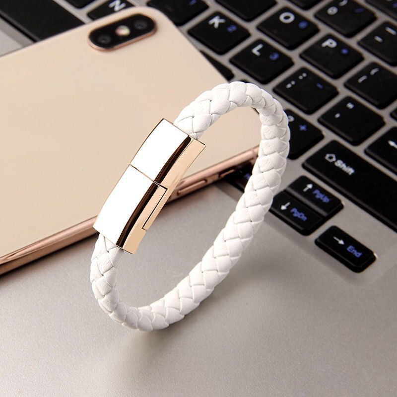 Leather Bracelet Charging Cable, Wearable USB Data Cord