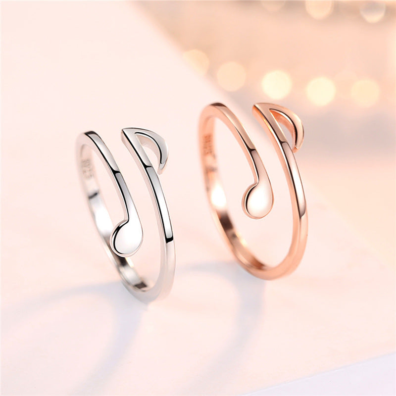 Adjustable Copper Music Note Ring in Rose Gold or Silver