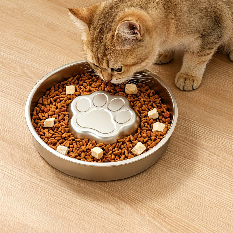 Thickened Stainless Steel Slow Feeder Pet Bowl, Round Or Square