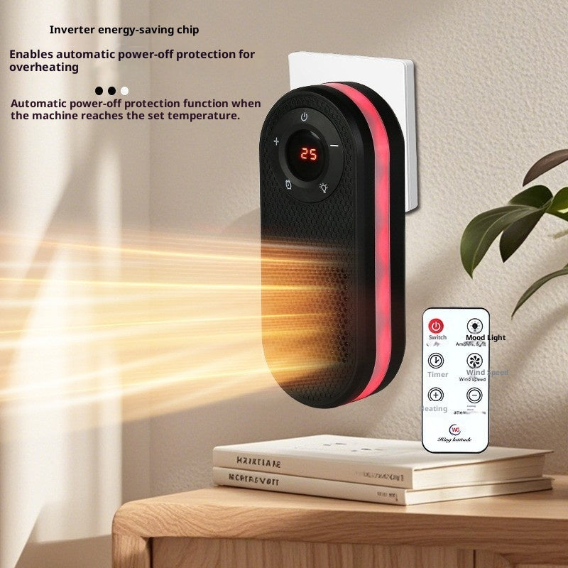 Small Electric Heater With Remote, 180 Degree Rotating