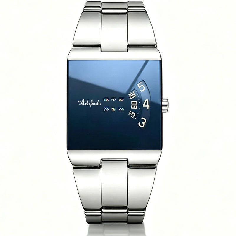 Square Quartz Waterproof Steel Band Luxury Men's Wristwatch