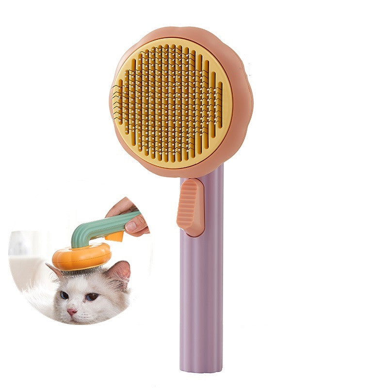 Self-Cleaning Steel Wire Cat Brush for Grooming, Hand-Held Comb