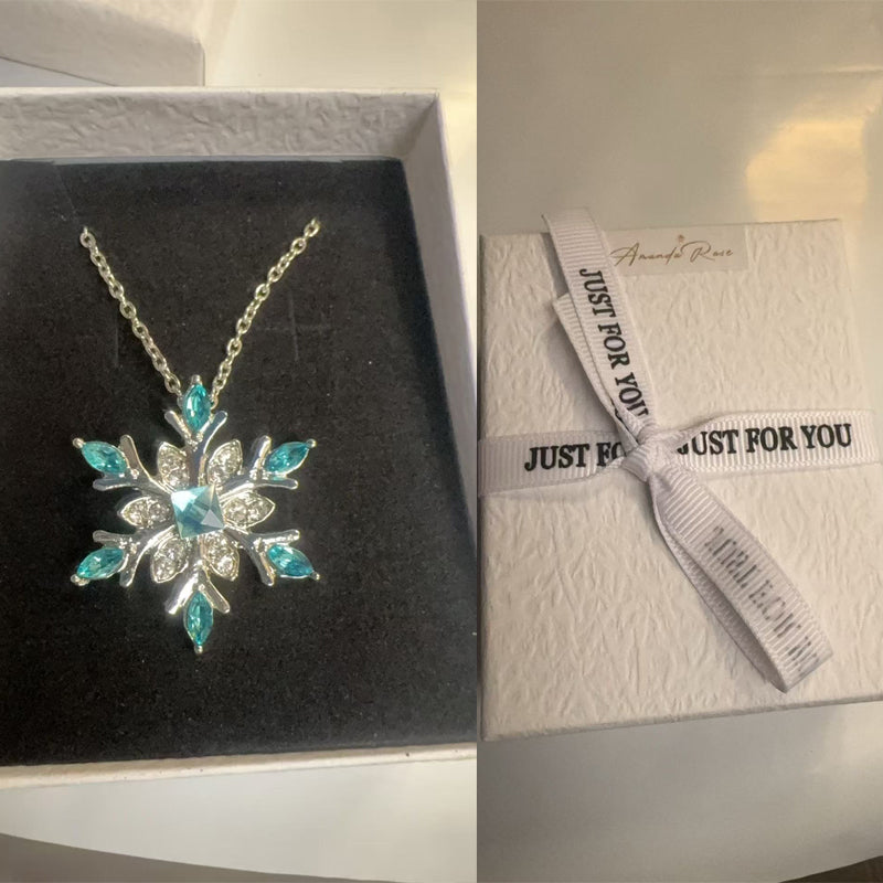 Silver Snowflake Pendant Necklace with Austrian Crystals
