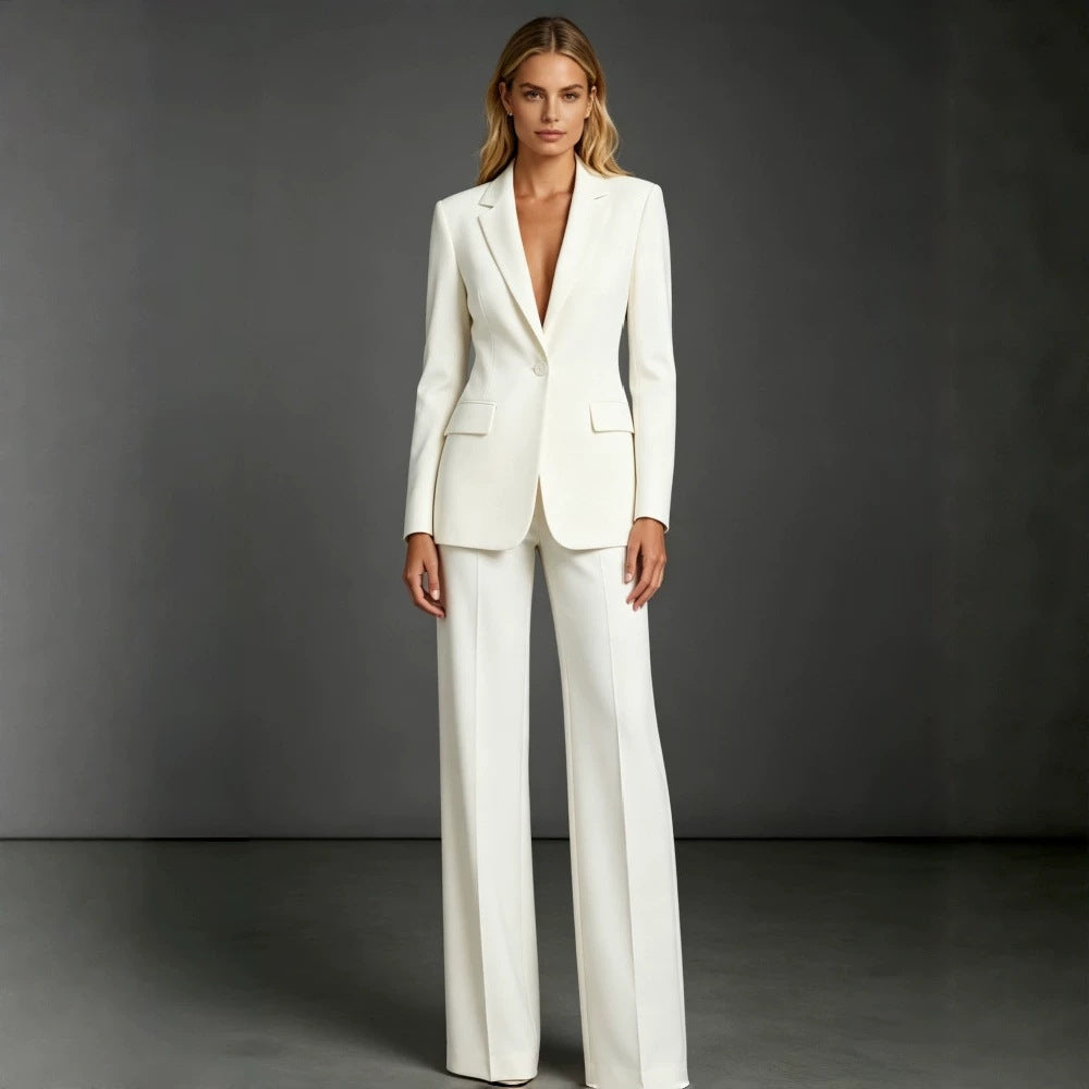 Women's Slim Fit Blazer and Trousers Two-Piece Office Suit