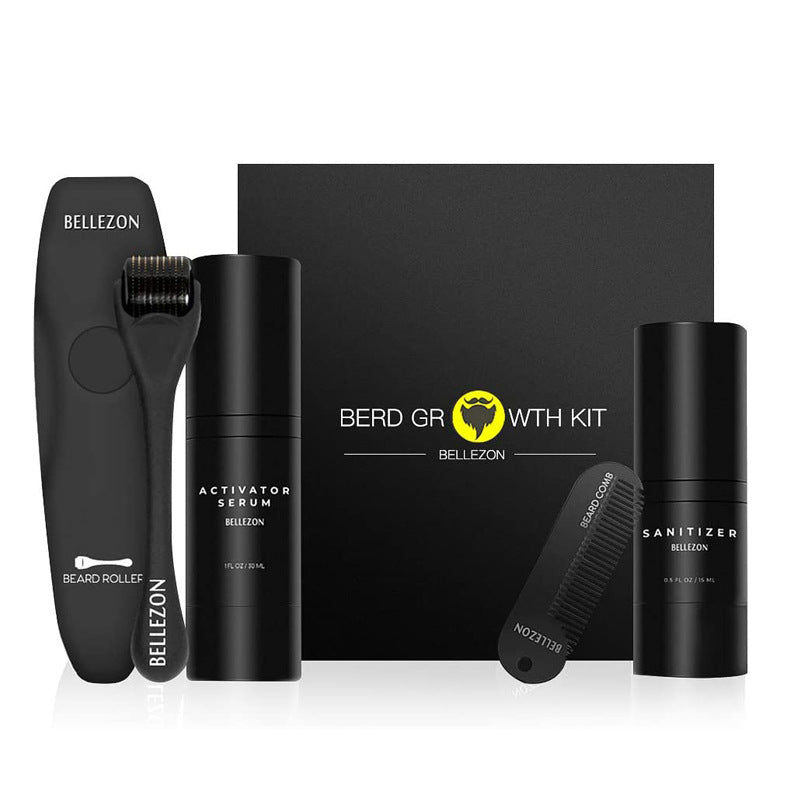 Beard Care Set with Titanium Micro-Needle Roller and Liquid