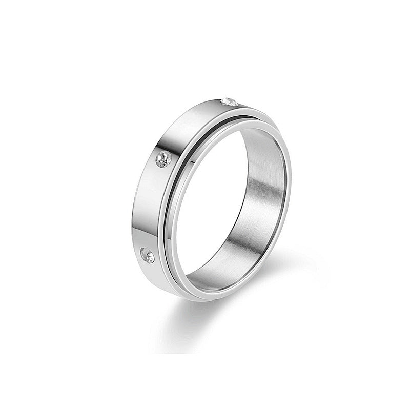 Stainless Steel Spinner Ring With Moon And Stars Design