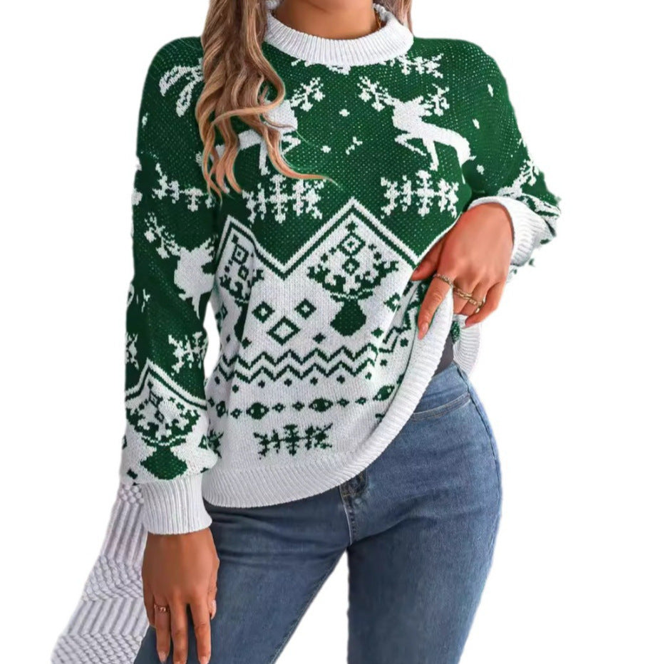 Deer Pattern Long Sleeve Hoodie Sweater for Autumn Winter