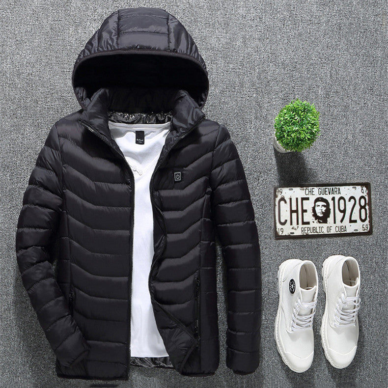 USB Heated Jacket With Removable Hood, Zip-Up Winter Coat