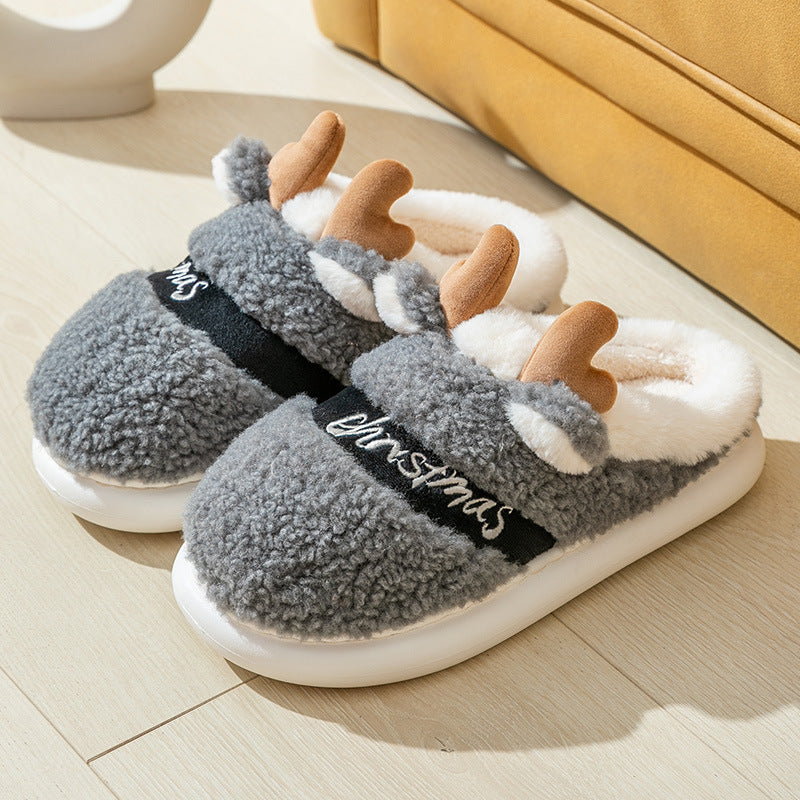 Christmas Elk Slippers Cosy Slip-On House Shoes for Winter