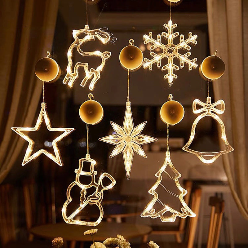Christmas LED Suction Cup Chandelier Lights Santa Elk Snowman