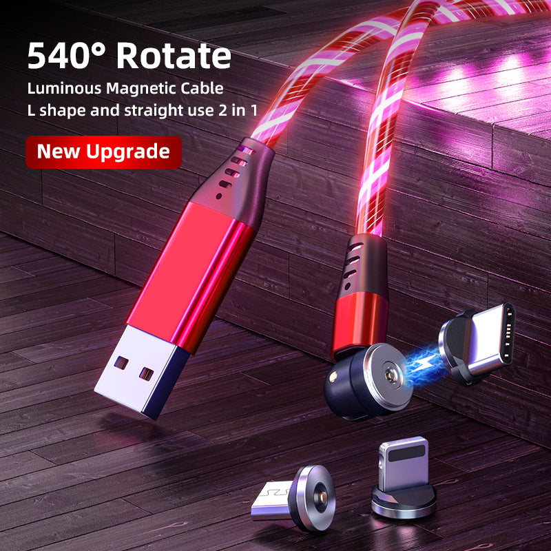 540 Degree Rotating LED Magnetic Charging Cable, 3A Fast Charge