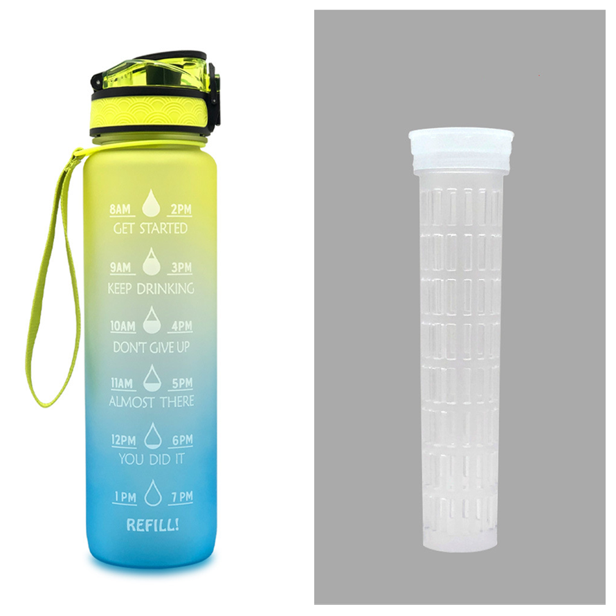 1L Tritan Water Bottle With Time Marker And Flip Cover