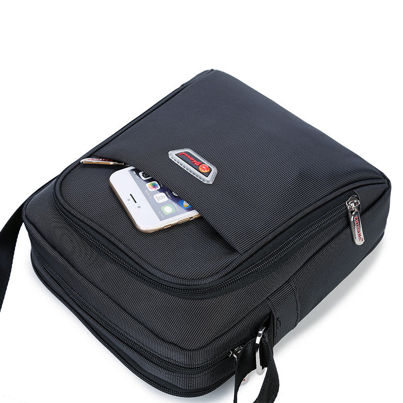Men's Oxford Cloth Shoulder Bag, Square Messenger Handbag with Zip