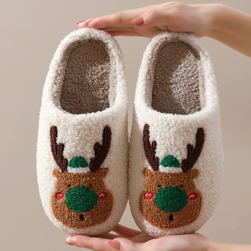 Christmas Elk Slippers Soft Cosy Slip-On House Shoes