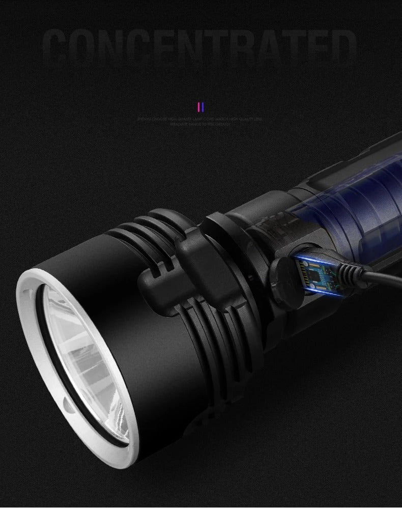 Rechargeable LED Flashlight, Super Bright Zoom Torch with Aluminium Body