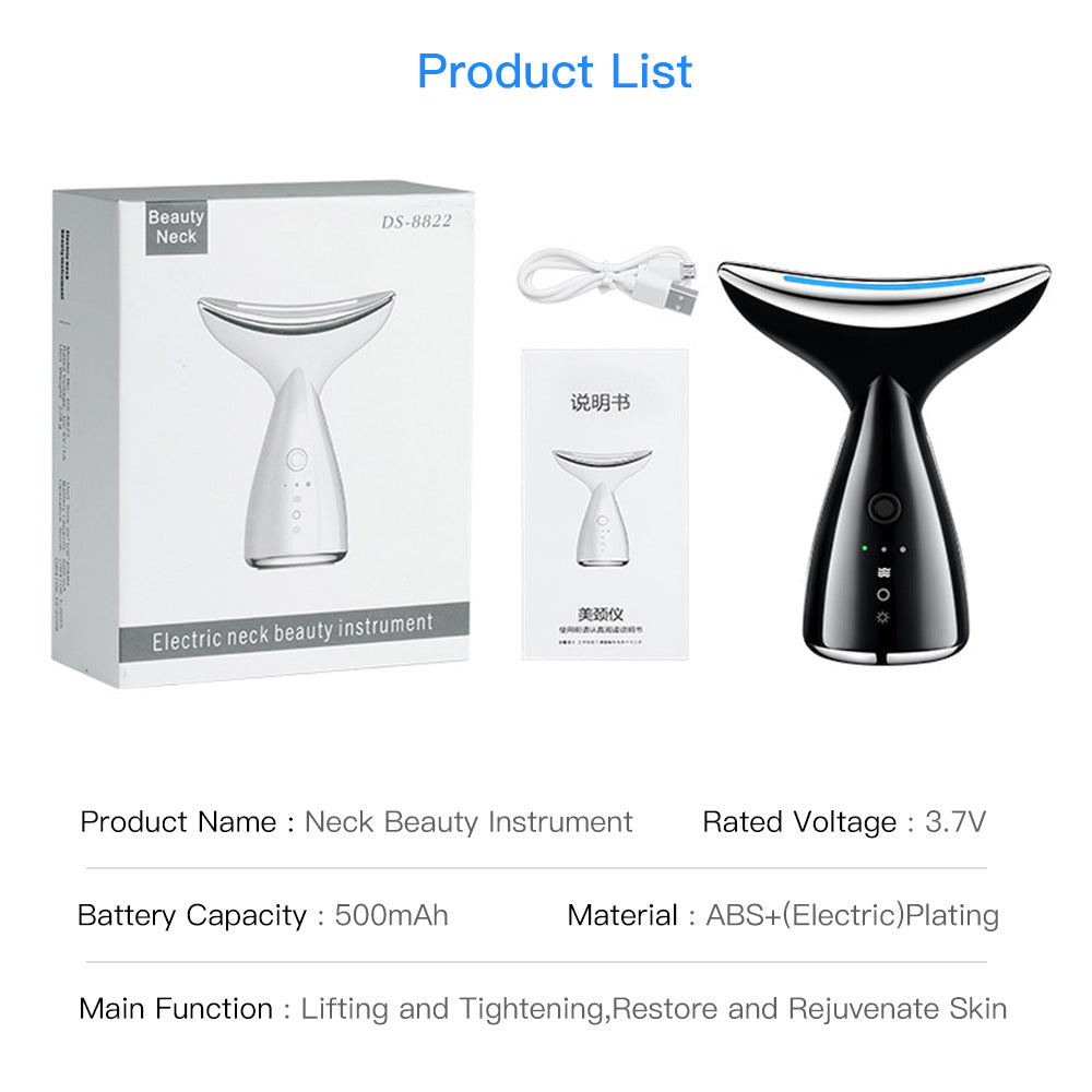 EMS Neck and Face Beauty Device with Three LED Light Colours