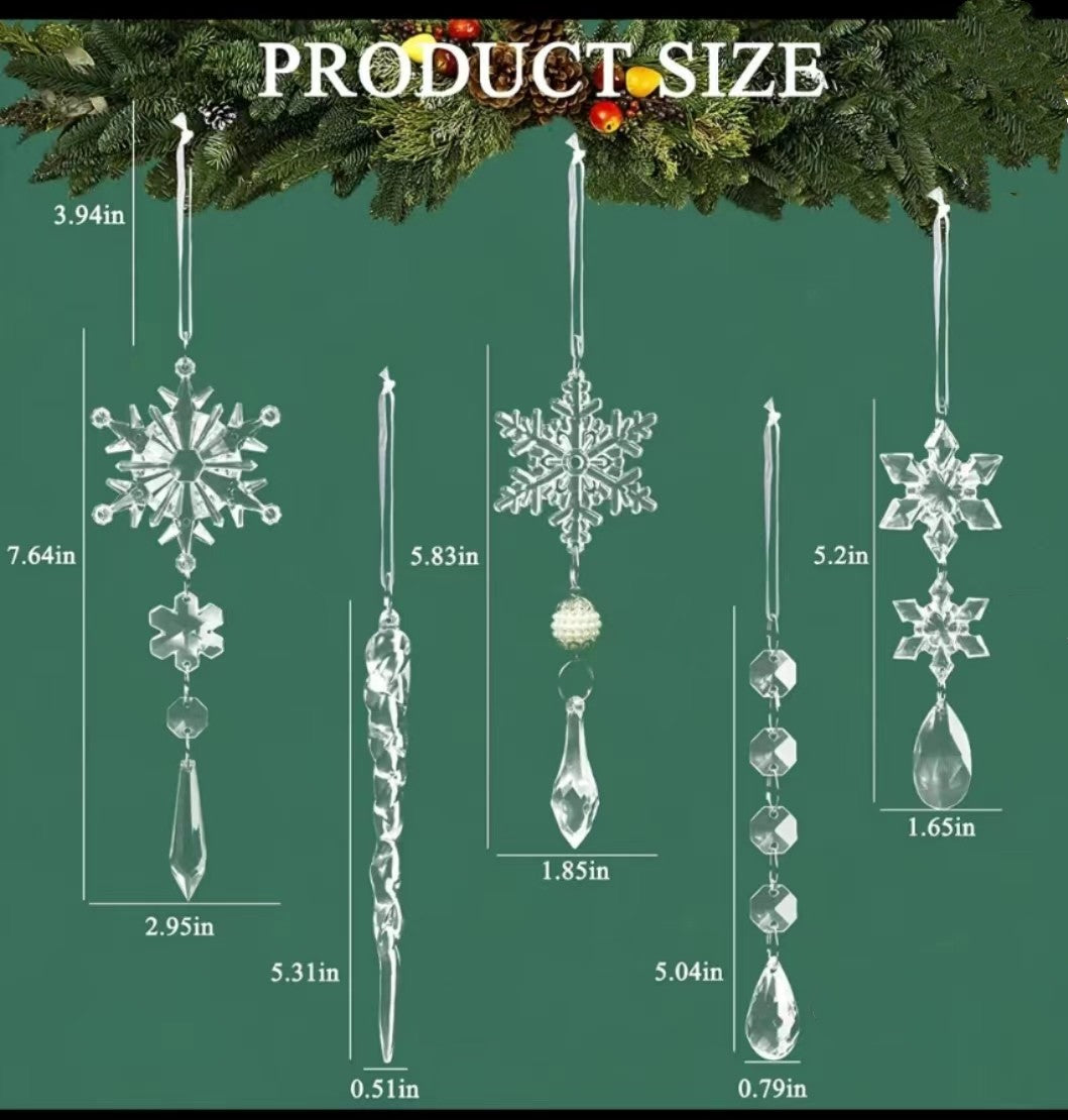 10 Piece Acrylic Ice Strip Christmas Tree Hanging Pendants
