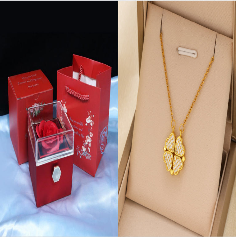 Rotating Soap Rose Gift Box, Romantic Jewellery Packaging