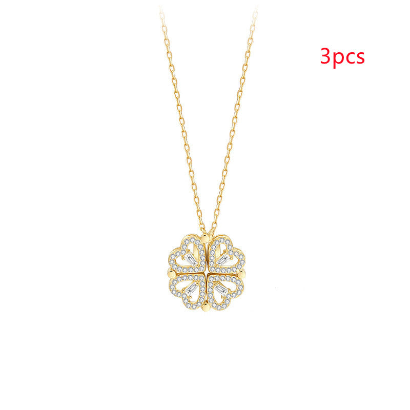 Detachable Four-Leaf Clover Necklace for Women, Multi-Wear Style