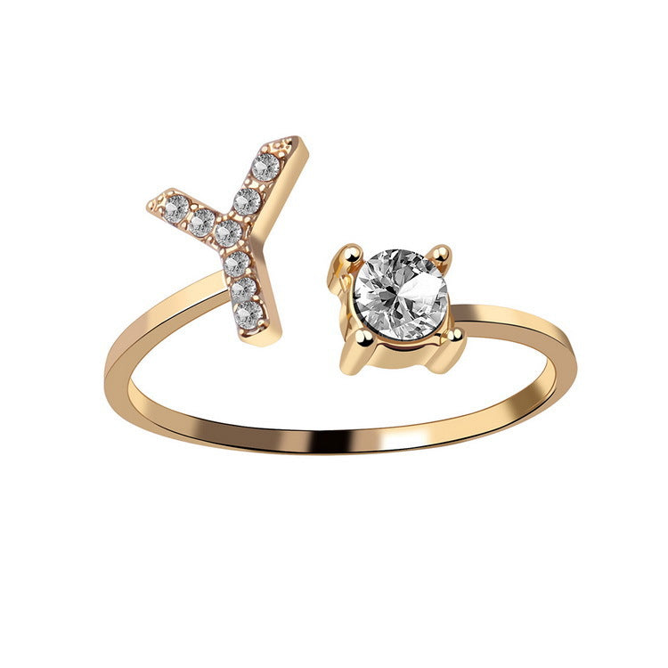 Adjustable Initial Letter Ring In Gold, Silver Or Rose Gold