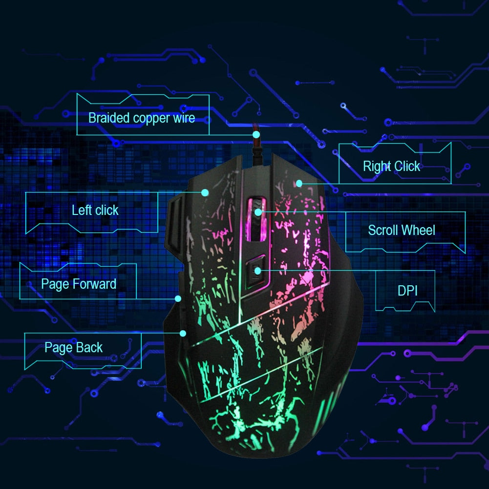 Computer Gaming Mouse with Comfortable Grip for PC and Laptop