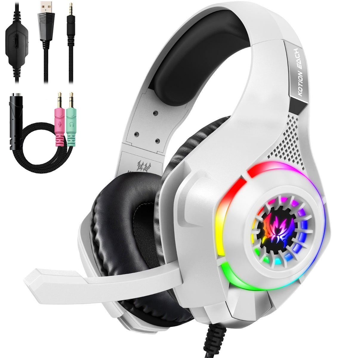 Gaming Headset with Mic, Deep Bass Stereo and LED Lights