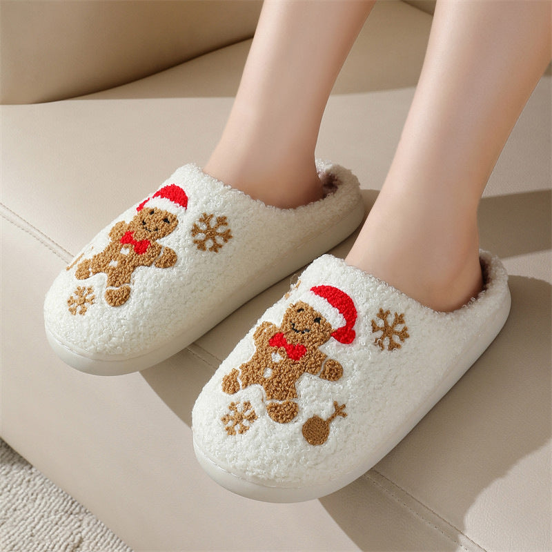 Christmas Gingerbread Slippers with Non-Slip Sole for Women