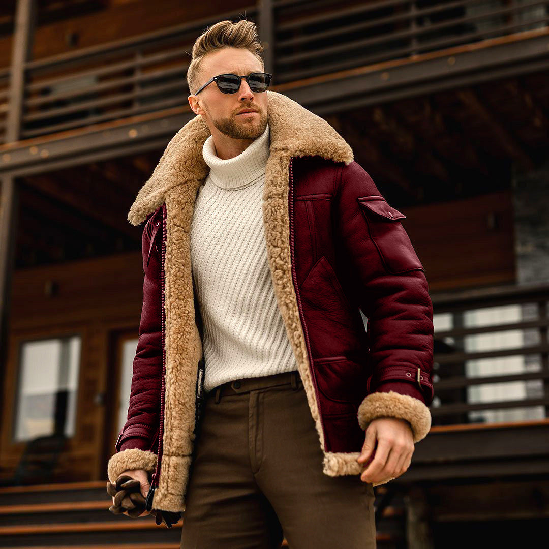 Men's Winter Military Fleece Jacket With Fur Collar