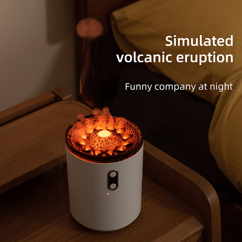 Volcanic Flame Aroma Diffuser With Jellyfish Air Humidifier Light