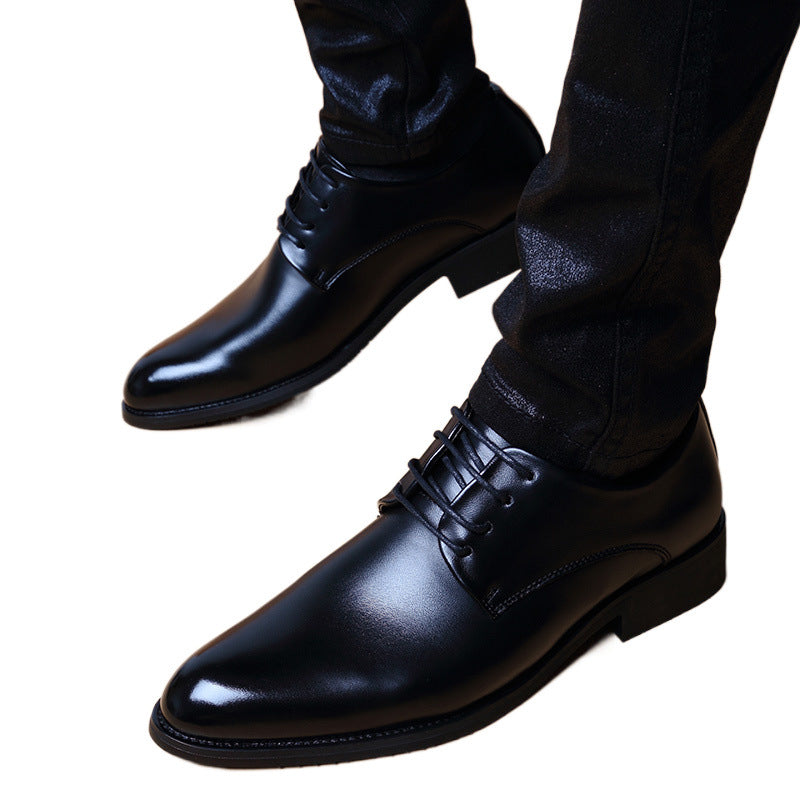 Men's British-Style Pointed-Toe Lace-Up Shoes with Height Lift