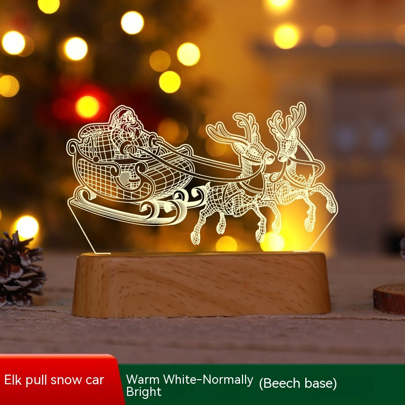3D Acrylic LED Night Light Christmas Lamp with Warm Glow