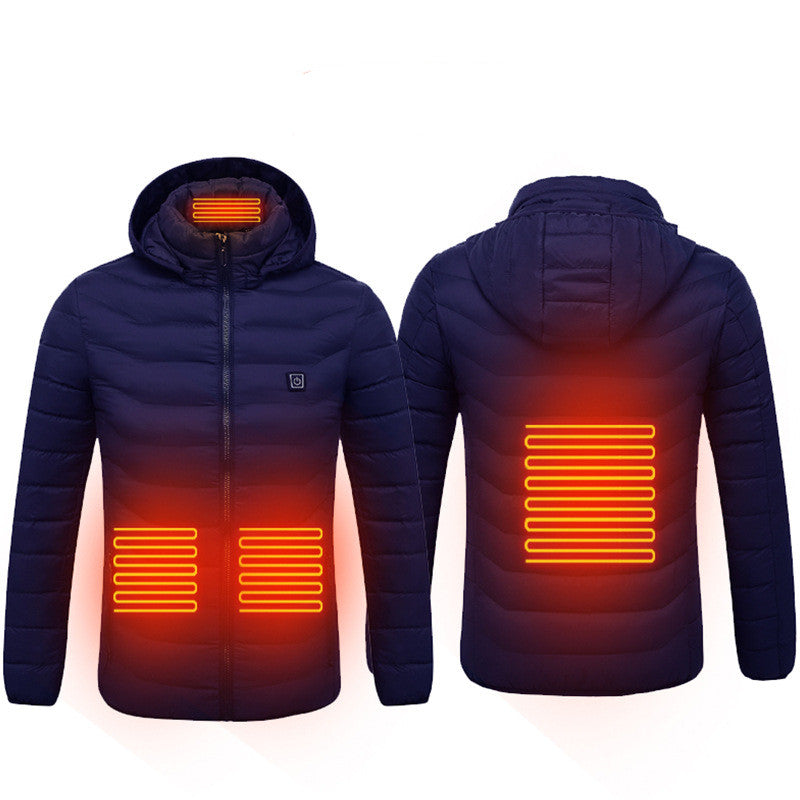 USB Heated Jacket With Removable Hood, Zip-Up Winter Coat