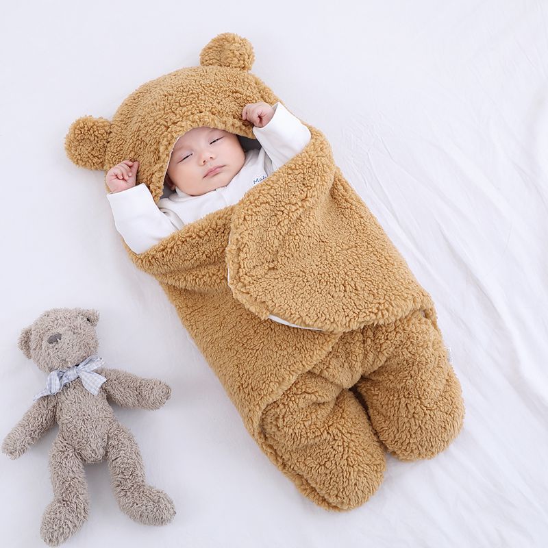 Fleece-Lined Baby Sleeping Bag, Winter Newborn Swaddle