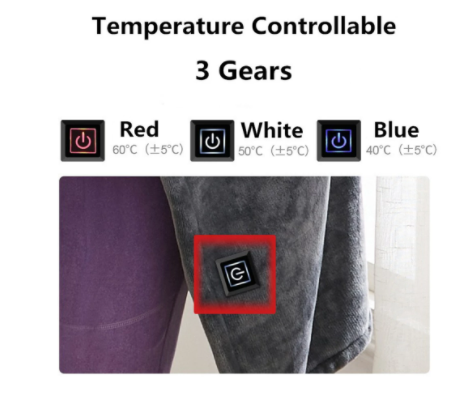 USB Heated Flannel Shawl Blanket, Warm Coral Fleece Wrap
